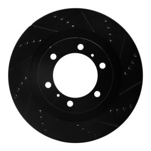 Lexus GX460 Brake Rotor (1) - Front Right - R1 Concepts - Drilled & Slotted - Black - `10-`24